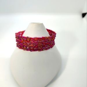 Red Pink Bracelet handmade glass beads